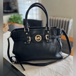 Michael Kors Large Leather Black and Gold Shoulder Bag